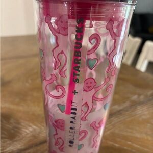 Starbucks Roller Rabbit Pink and Teal Tumbler
